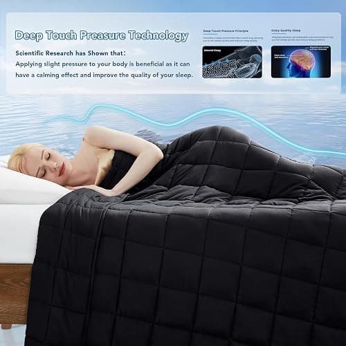 Topcee Weighted Blanket for Adults (20 lbs, 60" x 80") Queen Size Soft Cooling Heavy Blanket Sleeping, Apply to 190-210 lbs Body, Thick Breathable Blanket with Glass Bead, Easy Care - 10-black - 60"×80"-20lbs thumbnail 4