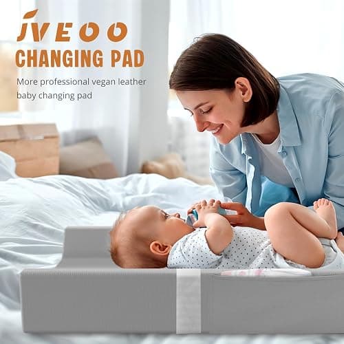 JVEOO Vegan Leather Baby Changing Pad, Waterproof & Wipeable Soft Diaper Changing Mat 80 x 40 x 10 cm Comfortable Infant Changing Station for Dresser & Table thumbnail 6