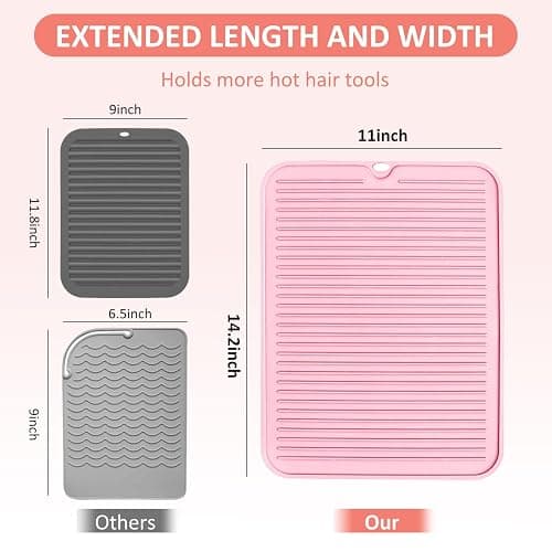 Quccefods Large Heat Resistant Silicone Mat for Hair Styling Tools - Curling Irons, Flat Irons, and Hair Straighteners thumbnail 6