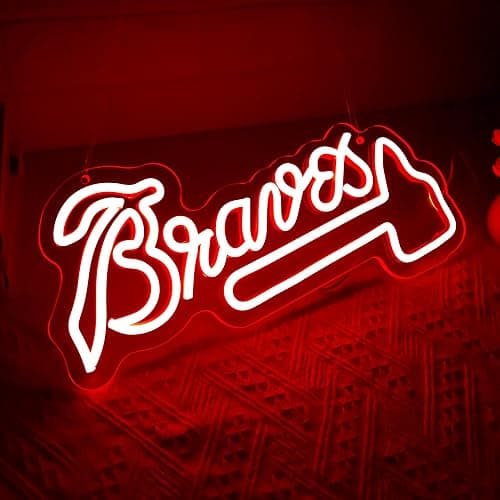 Baseball Neon Sign for Wall Decor Baseball Team Neon Light for Man Cave | Atlanta LED Light Up Sign for Club Garage Party Bedroom Decor Birthday Gifts for Fans Wall Art Size13.7*8.9 In thumbnail 2