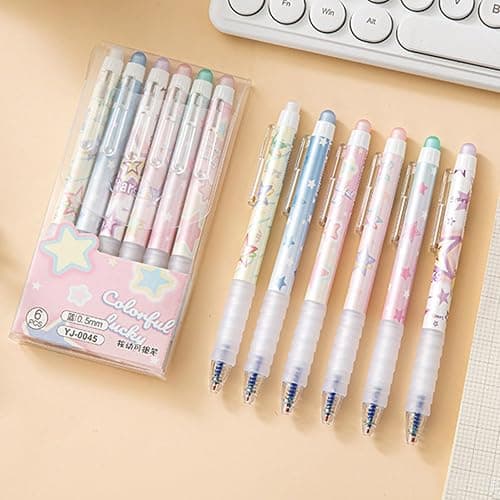 MOZXIRZ 6 Pcs Erasable Gel Ink Pens Retractable Pens 0.5mm Blue Ink Pen Office School Supplies Cute Aesthetic Pen (Blue Ink-Stars) thumbnail 5