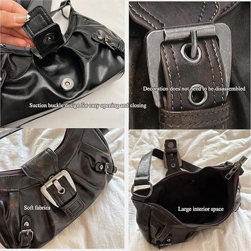 Y2K Purse Shoulder Bag for Women, Top Handle Handbag Small Goth Punk Hobo Clutch Purses Trendy Underarm Bag thumbnail 6