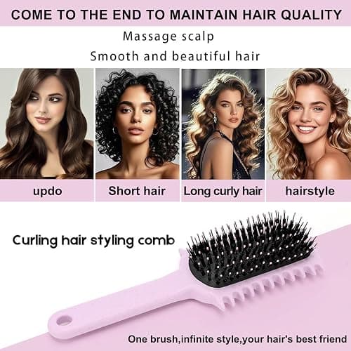 Curly Hair Brush, Volume Curl Defining Brush for Detangling Shaping and Styling Women's Curls, Reduce Pulling (Purple) thumbnail 4