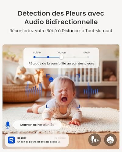 Reolink 4MP Interieur Caméra Surveillance WiFi – Vue à 360°, Suivi Automatique, Détection IA (Personne/Animal/Pleurs), Audio Bidirectionnel, Vision Nocturne, Mode Privé, sans Abonnement – ​​E1 thumbnail 4