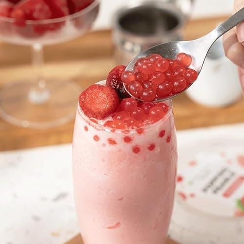 Tea Zone [1 Pound] Strawberry Popping Pearls, Bursting Pearls for Teas, Shakes, Smoothies, Dessert Toppings - 1 Pound (Pack of 1) - Strawberry thumbnail 3