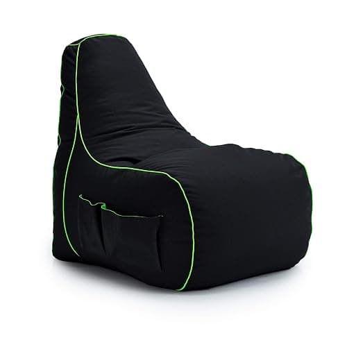 Game Over Chaise Pouf de Jeux Vidéos | Salle de Séjour Intérieure Fauteuil Gamer | Poches Latérales pour Les Manettes | Support de Casque | Conception Ergonomique (Magischer Smaragd) thumbnail 7