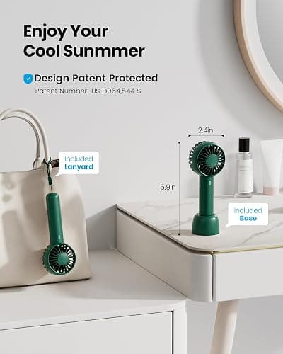 Gaiatop Mini Portable Fan, Navy Green, Cute Design, Rechargeable Battery, Handheld and Desktop, Small and Light thumbnail 2