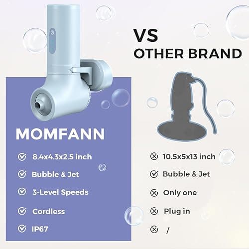MOMFANN Bath Jet Spa, Bath Jet/Bubble Mode, Cordless Portable Bathtub Accessories with 3-Level Adjustable Speed, Bathtub Jets for Home Spa, Relaxing (Blue) thumbnail 7
