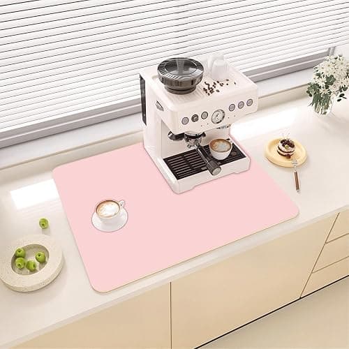 2-Pack Premium Dish Drying Mat - Coffee Bar Mat & Drainer Rack for Kitchen Counter Decor, Super Absorbent Drying Matt, Coffee Station Mat Machine Safe 12" x 19.5" (Pink Checkers) thumbnail 2