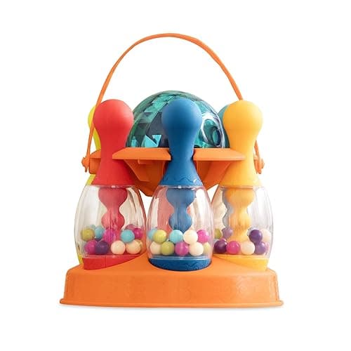 B. toys – Let's Glow Bowling! – Multicolored Six Pin Toy Bowling Set with Flashing Light – Up Ball & Carrying Caddy for Kids – 2+ Years thumbnail 4