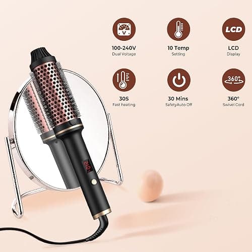 Thermal Brush, 38mm Ionic Thermal Brushes Round Brush, Double PTC Heated Curling Iron Temp 120-200°C, Heat Brushs, Volumative Therma Brushes, Create Root Volume & Loose Curls thumbnail 7