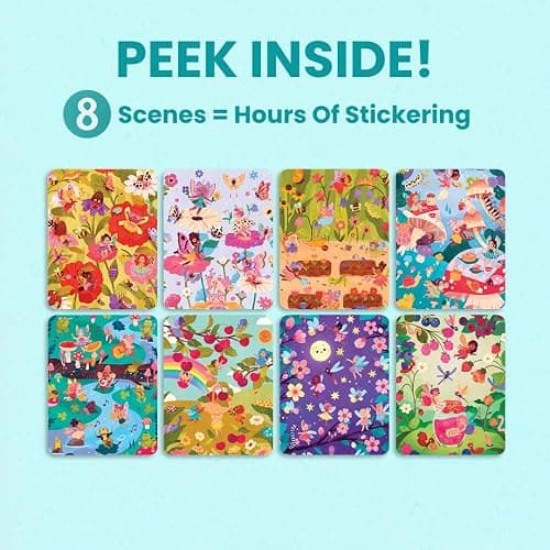 Fairies in The Garden 300+ Kids Sticker Book by Cupkin Toddler Road Trip Coloring and Sticker Book, Road Trip Essentials, 8 Coloring Pages 8 Side by Side Scenes for Ages 2–8 Years thumbnail 6