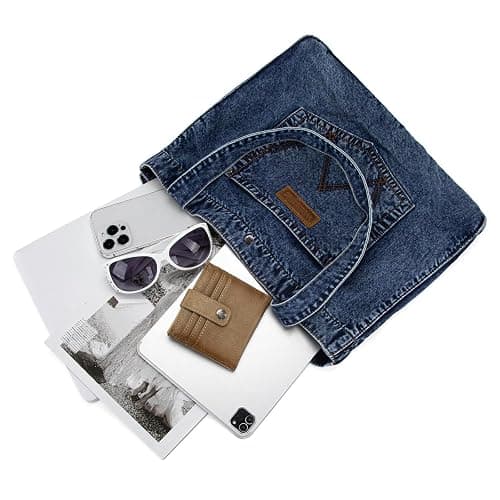 Montana West Wrangler Denim Tote Bag for Women Large Purses for Work Travel Everyday thumbnail 7