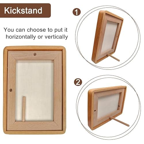 RRQKMBO 4x6 Natural Dark Walnut Solid Wood Picture Frames, Hand Make Crafted Original Wood Frame with Mat to 3x5,Rounded Edge Wooden Photo Frame, For TableTop and Wall Decoration thumbnail 6