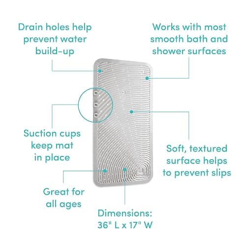 Munchkin Soft Spot Baby Bath Mat for Tub, Cushioned Bathtub Mat for Toddlers and Kids, 36"x17", Grey thumbnail 6