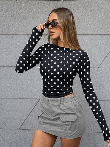Trendy Queen Women's Boat Neck Tops Long Sleeve Shirts Casual Fitted Tee Shirts Solid Color Fall Basic Clothes 2025 thumbnail 3