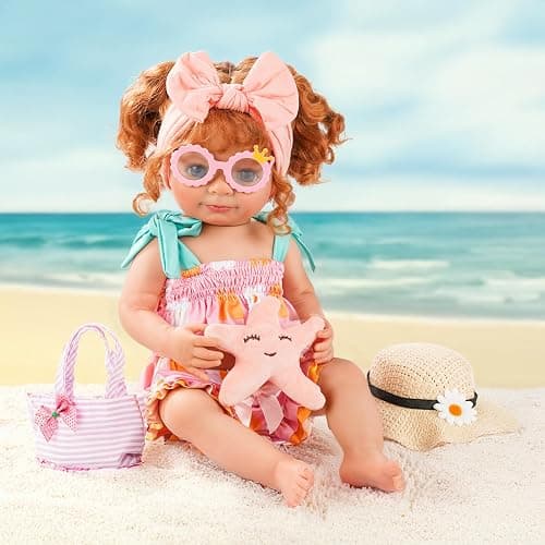 BABESIDE 7-Piece Reborn Baby Doll Clothes Set for 16–20 Inch Dolls, Washable Floral Outfit for Realistic Babydoll with Hat, Bag and Headband, Baby Doll Accessories Pretend Play Set for Kids thumbnail 2