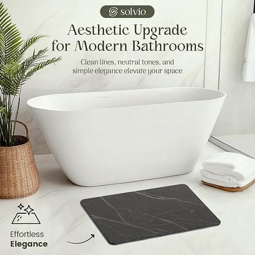 Solvio Quick Dry Shower Stone Bath Mat, Super Absorbent & Non-Slip 24 x 16 Inch Diatomaceous Earth Mat, Durable & Easy to Clean Diatomite Bath Mat for Bathroom Floor/Kitchen (Charcoal) thumbnail 8