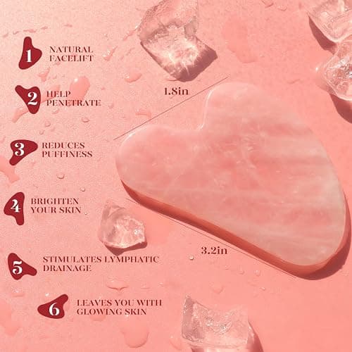 BAIMEI IcyMe Gua Sha Facial Tool for Self Care, Massage Tool for Face and Body, Relieve Tensions,Reduce Wrinkles and Redness, Skin Care Tools for Men Women - Rose Quartz thumbnail 9
