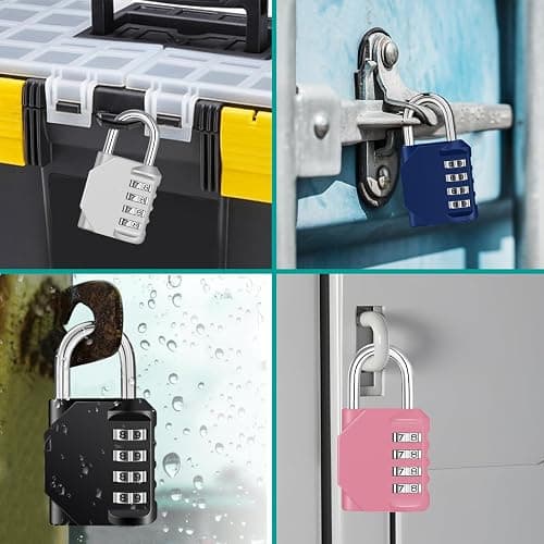 ZHEGE Combination Lock, 4 Digit Combination Padlock Outdoor, School Lock, Gym Locks (Pink) - 1P - 1P, Pink thumbnail 5