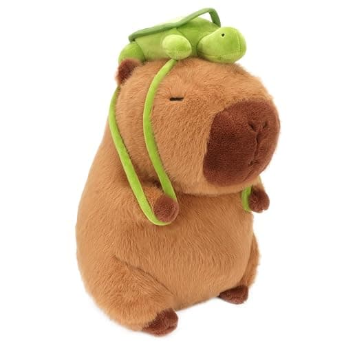 CHDBLOCK Capybara Plush Toy - 9 Inch Cute Capybara Stuffed Animal with Turtle Backpack, Kawaii Capibara Plushie for Kids and Adults - Capybara Baby - Small - Image 1