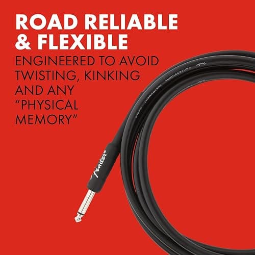Fender Professional Series Instrument Cable, Guitar Cable 10 ft, Guitar Accessories, Stage Ready with Anti-Kinking Design, Black thumbnail 5