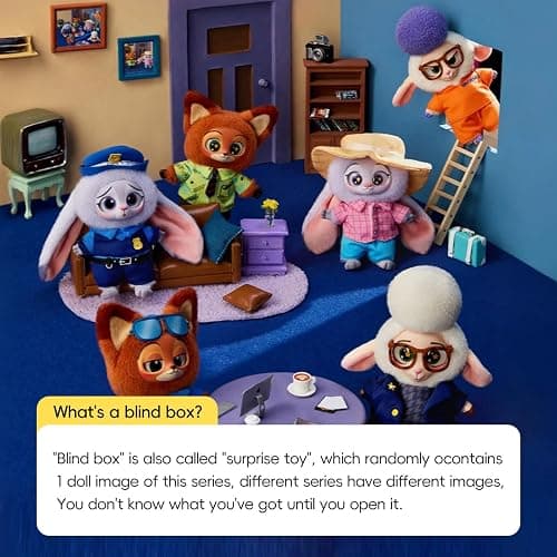 MINISO Disney Zootopia Soft Vinyl Plush Toy Blind Box Cute Mystery Animal Figurines, Collectible Surprise Gift Figure Model Random Design for Home Decor Birthday Gifts, Single Box thumbnail 5
