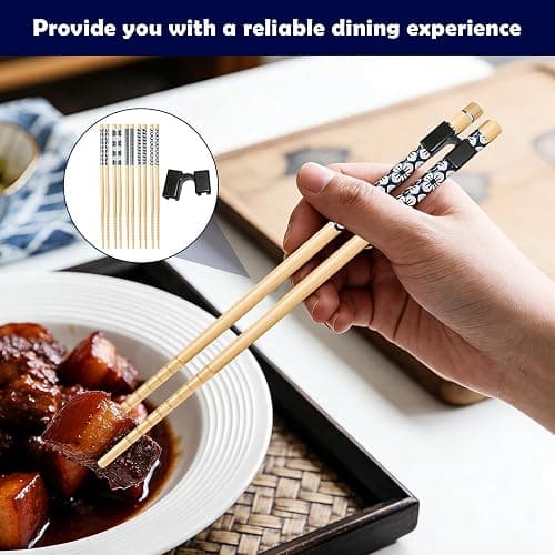 Chopsticks for Beginners, 5 Pairs Reusable Training Chopsticks, Chop Sticks for Beginners ,Reusable Training Chopstick Adults with Assistive Features Dishwasher Safe (Black) thumbnail 4