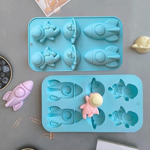 Ysqool Space Themed Silicone Mold, Astronaut Rocket Planet Fondant Mold, Chocolate Candy Molds, Epoxy Resin Soap Clay Mould for Baking Cake Decorating, Cupcake Toppers, Mousse, Gummy, DIY Crafts thumbnail 2