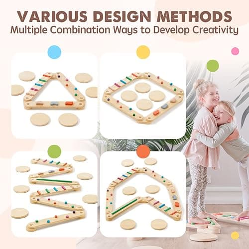 Tiny Land Wooden Balance Beam, 6 PCS Toddler Balance Boards, Montessori Balance Beam for Kids Development, Coordination Motor Skills Gymnastics Obstacle Course Toys for Girls Boys thumbnail 2