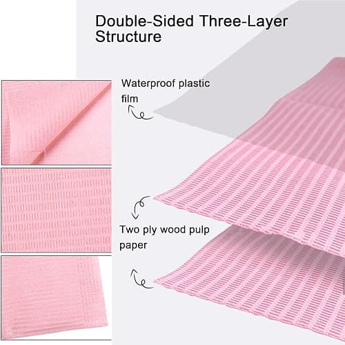 LXIANGN 125PCS Disposable Nail Art Table Towels Mat 13" X 17" Waterproof 3 Ply Nail Art Mat Paper Sheet Clean Pads Tattooing Table Mat Nail Table Cover Tattoo Supplies (Pink) - Pink thumbnail 5