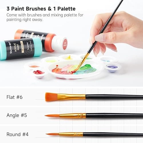 Shuttle Art Acrylic Paint, 25 Colors Acrylic Paint Set, 2oz/60ml Bottles, Rich Pigmented, Waterproof, Premium Acrylic Paints for Artists, Beginners and Kids on Canvas Rocks Wood Ceramic Fabric thumbnail 8