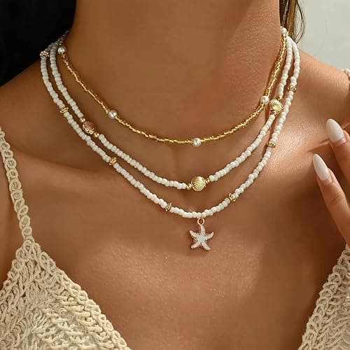 Nackiy Handmade Sea Shell Necklace for Women Summer Adjustable Natural Shell Collar Necklace thumbnail 2