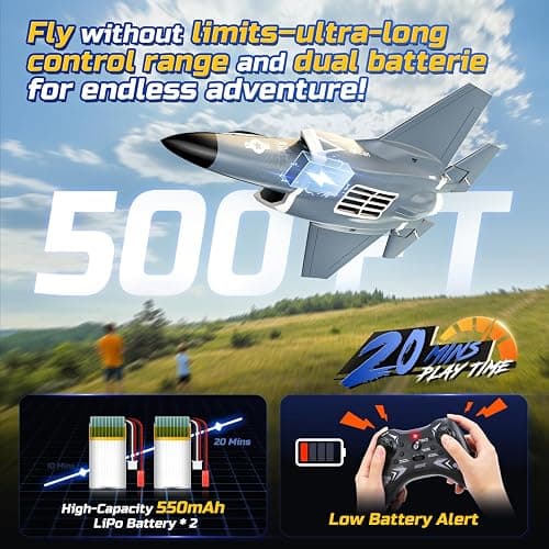 DEERC F35 4 Channel Brushless RC Plane for Adults Remote Control Airplane EDF Fighter Jet,2.4GHz 6-axis Gyro Stabilizer EPP RTF Hobby Glider Aircraft Plane Easy to Fly for Advance Player thumbnail 6