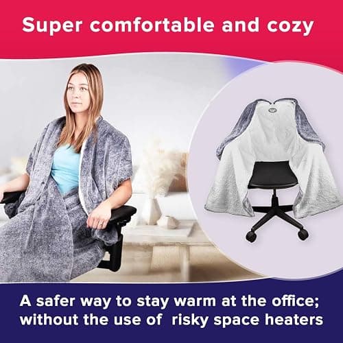 The Original Office Chair Blanket by SnuggleBack; Cozy Comfy Office Desk Chair Wrap Attaches for Convenient Heat and Hands-Free. Stay Warm In The Winter or Summer. Sherpa Fur Lining thumbnail 4