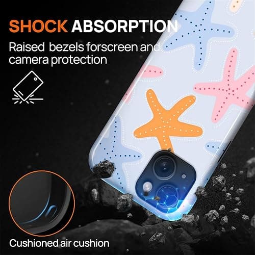 COTAIL Case Designed for iPhone 13 14, Hybrid 2-Layer Case, Military-Grade Protection Durable Shockproof Anti-Scratch Phone Case, Colorful Starfish thumbnail 4