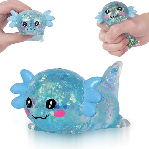 Axolotl Squishy Stress Ball, Soft TPR Slow Rising Squeeze Toy, Cute Axolotl Fidget Toy for Stress Relief, Anxiety Calming Sensory Toy for Kids Adults(Blue Lie Axolotl) - Image 1