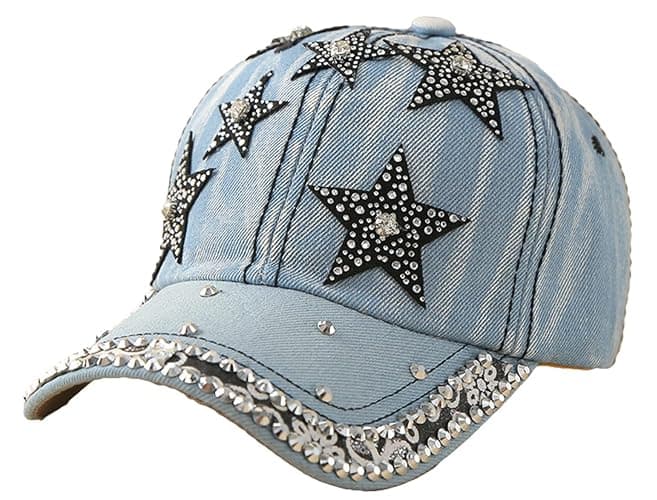 Women's Denim Baseball Cap with Pearl Rhinestone Trendy Y2k Visors UV Protection Sun Hat Outdoor 2026 thumbnail 5
