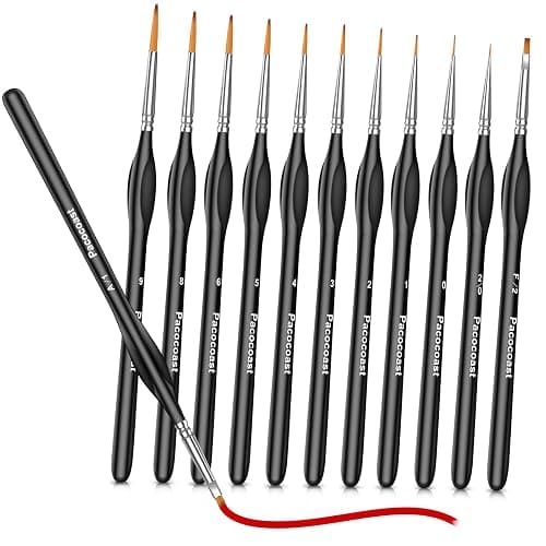 Pacocoast 12Pcs Detail Paint Brushes Set for Miniature Fine Art Painting | Triangular handles for acrylic, watercolor & oil paints. Great for crafts, models, figurines, face paint & paint-by-number thumbnail 7