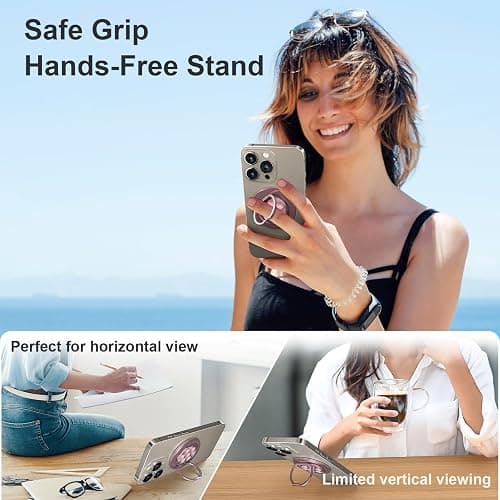Magnetic Suction Cup Phone Mount Ring Holder for Mag Safe, Strong Grip Phone Stand for Mirror Selfies & TikTok Videos, 360° Rotatable Fidget Gadget for iPhone 16/15/14/13/16 Series thumbnail 6