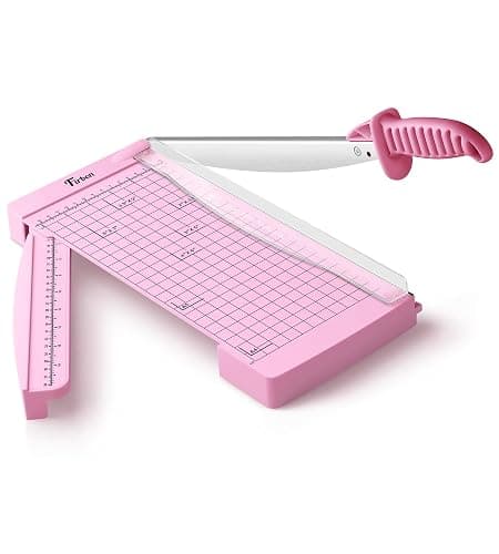 Firbon 12" Guillotine Paper Cutter with Hidden Ruler, Compact Heavy Duty 12-Sheet Capacity Trimmer for Cardstock, Photos, Scrapbooking, Office, Classroom, Studio (Pink) - Image 1