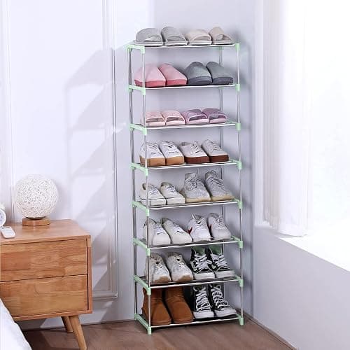 Jucaifu Stackable Small Shoe Rack, Entryway, Hallway and Closet Space Saving Storage and Organization (3-Tier, Green) thumbnail 7