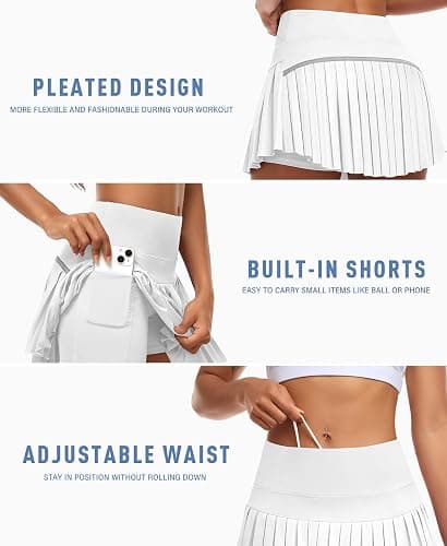 JoyGirl Womens Pleated Tennis Skirt with Shorts High Waisted Golf Skort Mini Skirt Workout Skirt Athletic Skorts with Pockets thumbnail 4