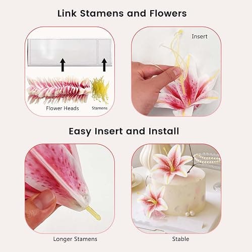 SNAIL GARDEN 24PCS 5.5" Large Fake Lilies Flower Heads with Realistic Stamens,24PCS Pink Artificial Flower Heads, Bulk Silk Flowers for Crafts, Cake Decorating, Wedding Party Wreath, Home Decor thumbnail 5