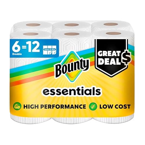 Bounty Essentials Select-A-Size Paper Towels, 6 Double Rolls, White, 108 Sheets Per Roll - Image 1