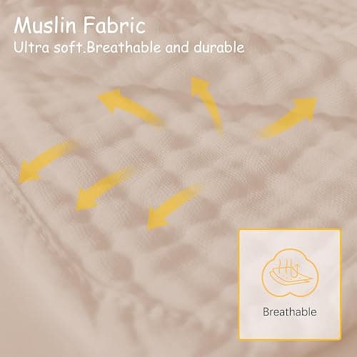 Lovely Care 12 Pack Muslin Burp Cloths 100% Cotton Muslin Cloths Large 20''x10'' Extra Soft and Absorbent Baby Burping Cloth - Brown thumbnail 7