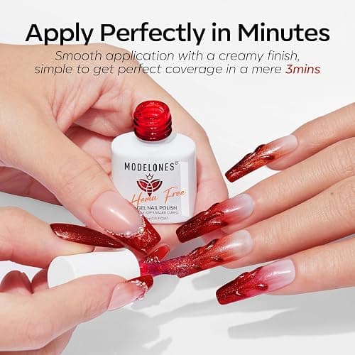 Modelones Gel Nail Polish 6 Colors Red Gel Polish Burgundy Glitter Cat Eye Color Changing Gel with Magnet Soak Off Nail Art DIY Manicure Salon Home Gifts for Women Girls thumbnail 5