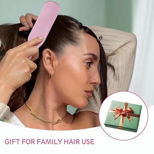 Slick Back Hair Brush, Pink Wood Handle Boar Bristles Smoothing Hairbrush, Anti-Frizz Edge Control Hair Brush for Women and Men thumbnail 4