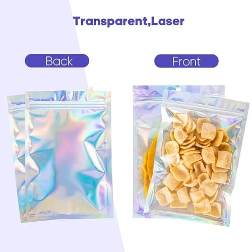 100Pcs Holographic Packaging Bags, 3x4 inch Resealable Foil Pouch Mylar Sample Bag Great for Small Business and Party Favor Food Storage…… thumbnail 7