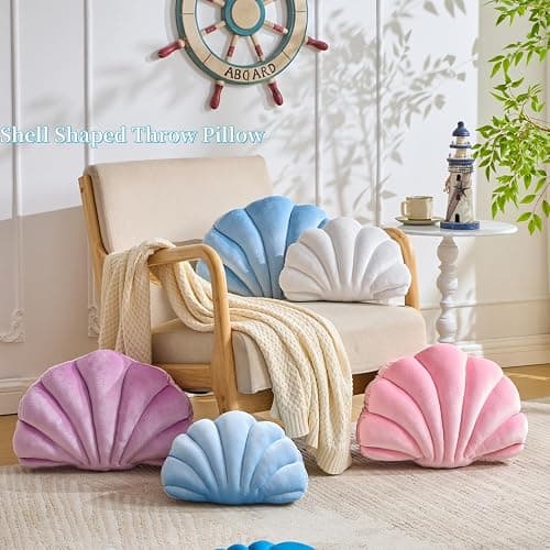 Vdoioe Shell Pillow，Seashell Decorative Pillow Light Pink Seashell Shaped Pillows 13x10 Inch Room Decor Cute Pillows for Couch Bed thumbnail 3
